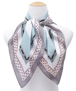 Grid pattern silk scarf SF320169 BLACK